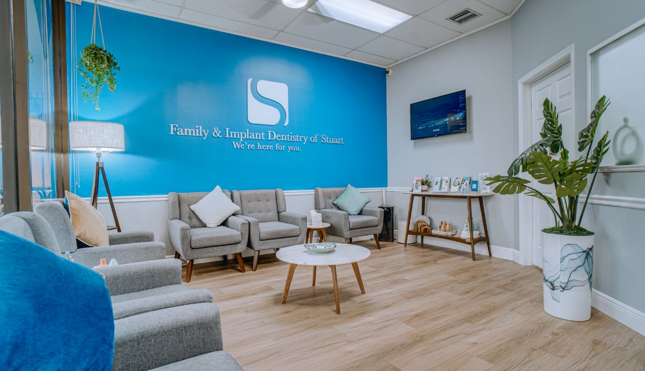 Relaxing waiting area at Family and Implant Dentistry of Stuart