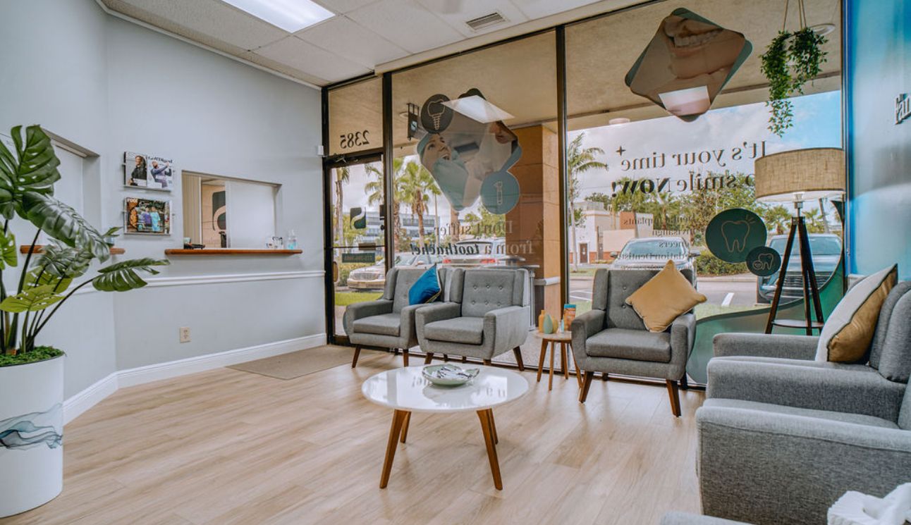 Reception area in Stuart dental office