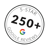 Over 250 5 star reviews on Google badge